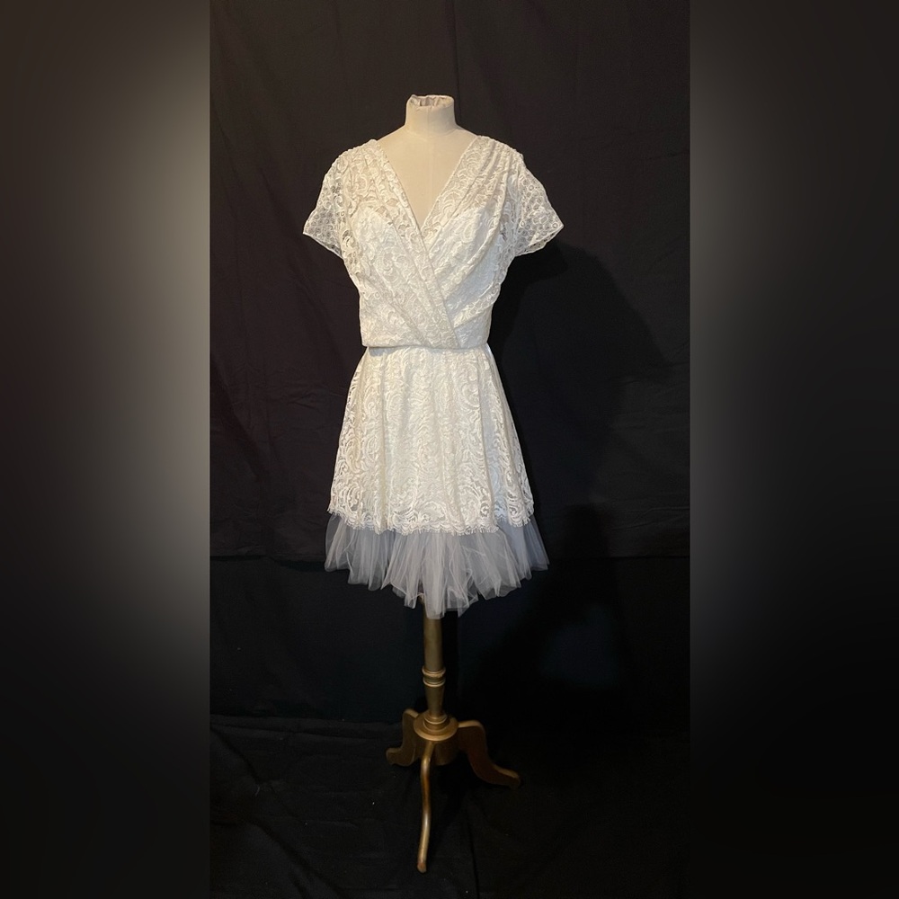 Designer Ivory Wedding Dress 8 Lace and Tulle Silk Mini Skirt Pas de Deux NWT